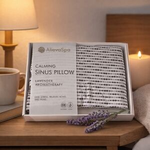 AlievaSpa Calming Sinus Pillow – Lavender Aromatherapy (Black & White)